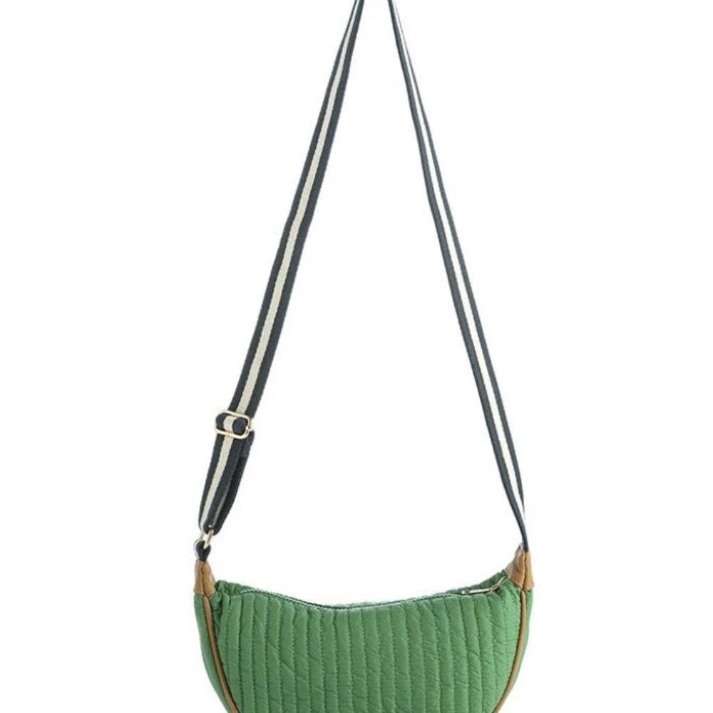 Shiraleah NWT Green and Brown Crossbody Bag with Quilted Design